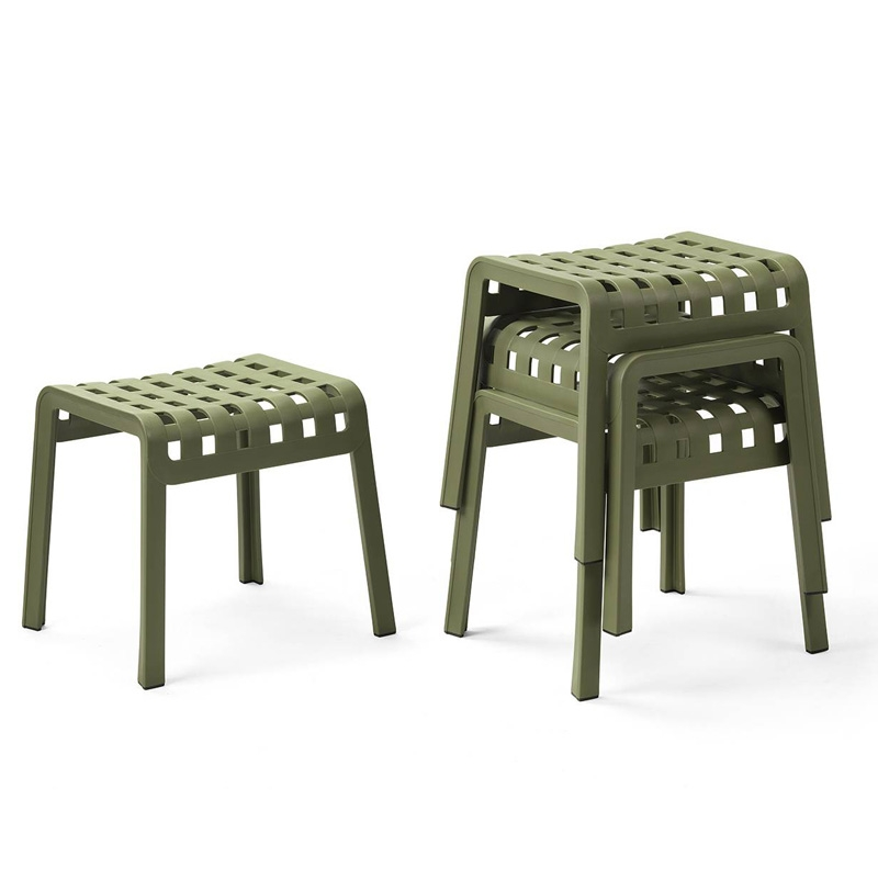 Tabouret bas design extérieur empilable en polypropylène vert - Poggio