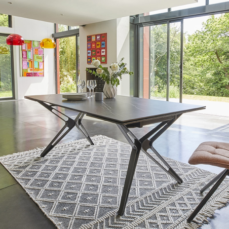 Table céramique design extensible pieds en X 