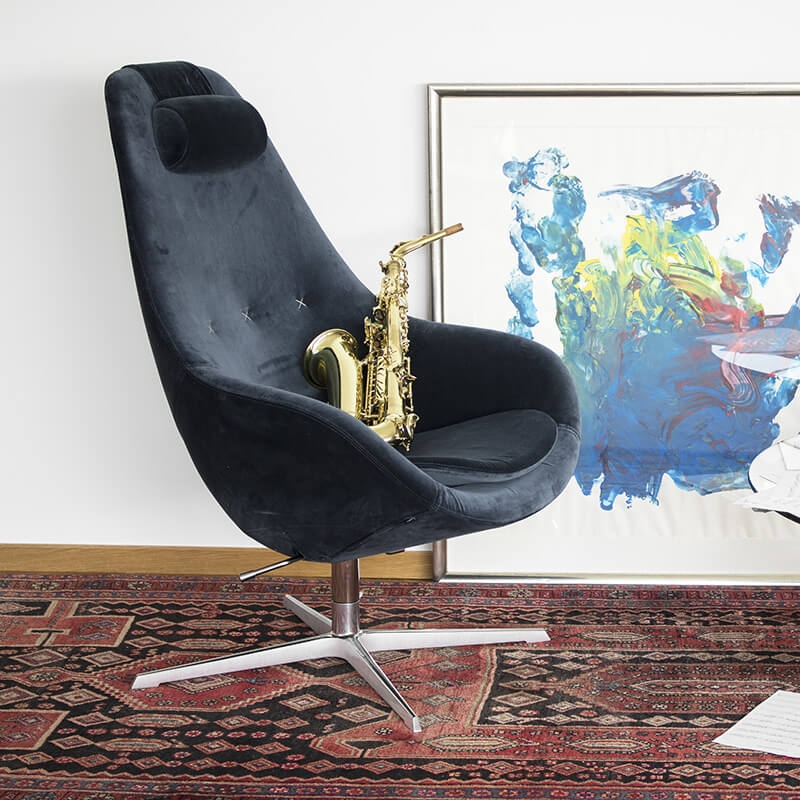 Fauteuil relaxation ergonomique design en tissu bleu gris - Kokon