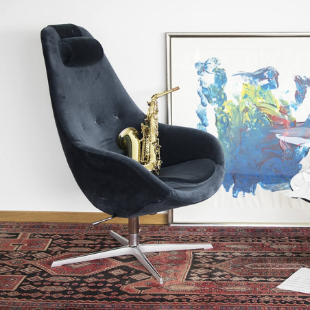 Fauteuil relaxation ergonomique design en tissu bleu gris - Kokon