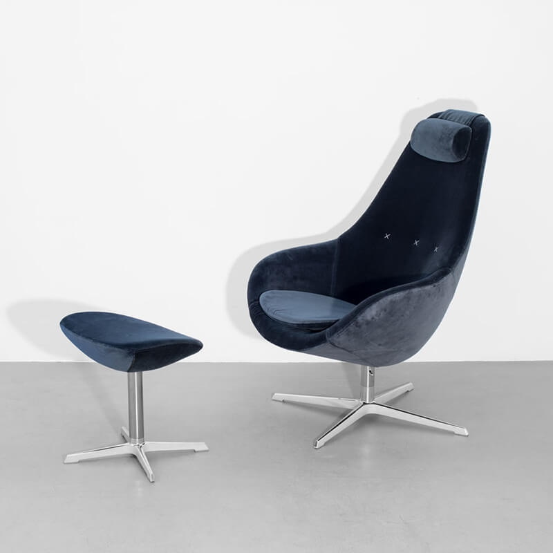 Fauteuil ergonomique design inclinable en tissu velours bleu - Kokon 