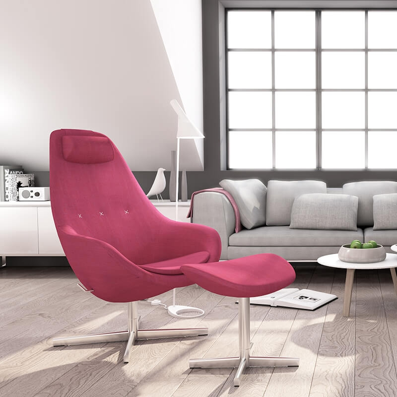 Fauteuil ergonomique pivotant et inclinable en tissu rouge - Kokon