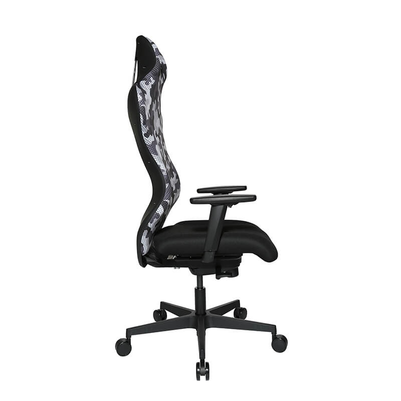 Chaise de gamer inclinable en tissu camouflage gris et blanc - Sitness