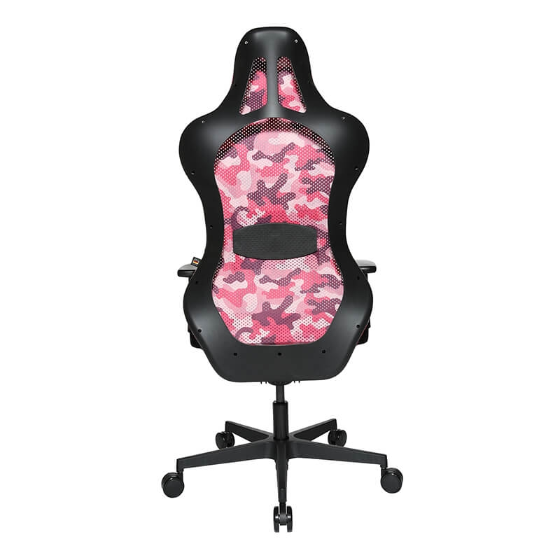 Siège gaming rose en tissu camouflage avec coussin lombaire - Sitness