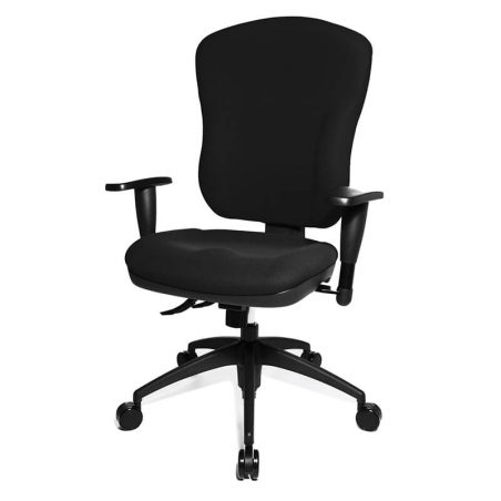 Chaise bureautique à roulettes en tissu noir - Wellpoint