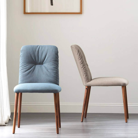 Chaise style cocooning en tissu et pieds bois - Aura Mobitec®