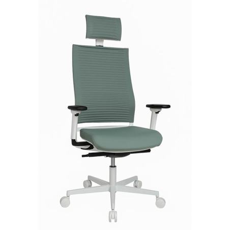 Fauteuil de bureau design réglable vert avec appui tête - Sitness Life 80
