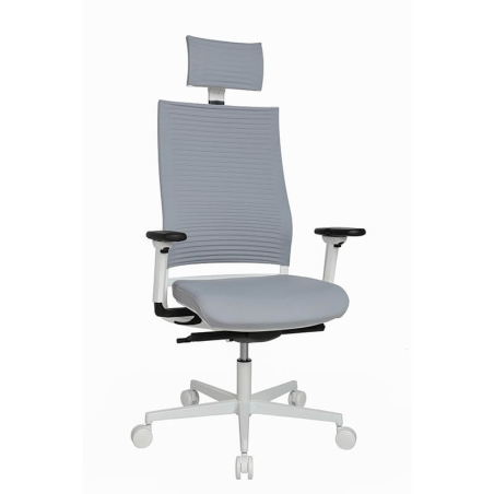 Fauteuil de bureau design réglable  gris avec appui tête - Sitness Life 80