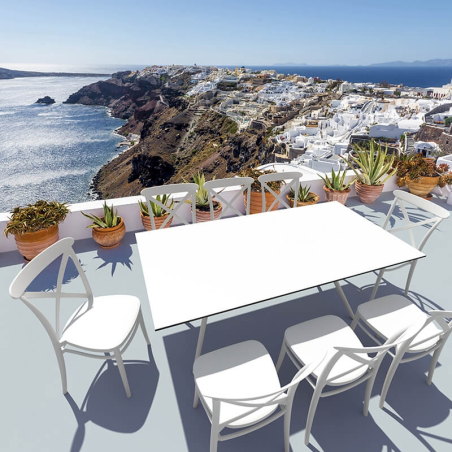 Chaise de jardin blanche style bistrot empilable - Cross