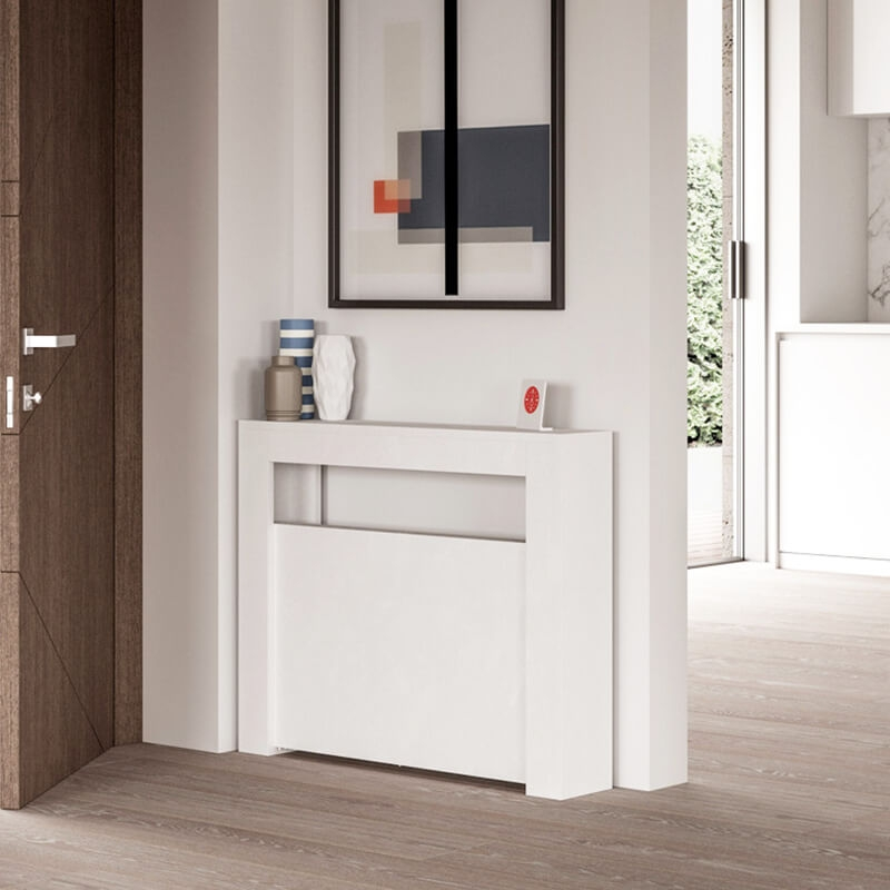 Table console extensible en mélaminé blanc de fabrication italienne - Slimmy