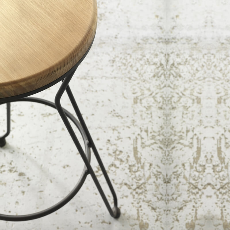 Tabouret bois et métal noir assise ronde - Lisboa