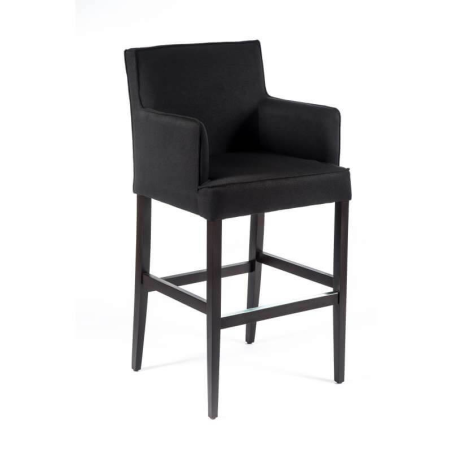 Tabouret bar contemporain en tissu noir et bois - BarDiem