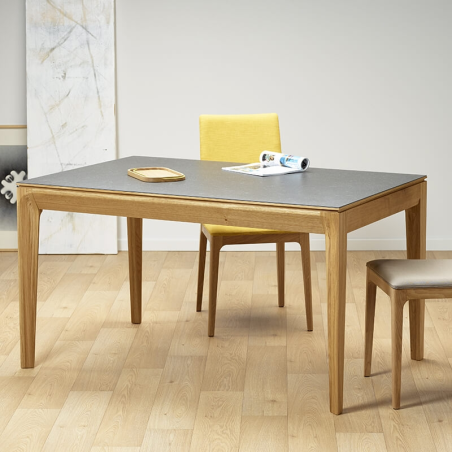 Table de salle à manger française extensible en céramique grise - Buzz