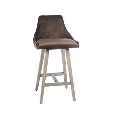 Tabouret snack moderne rembourrée en bois et tissu – Lars 2