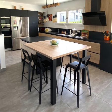 Tabouret snack français en métal avec dossier - Valence