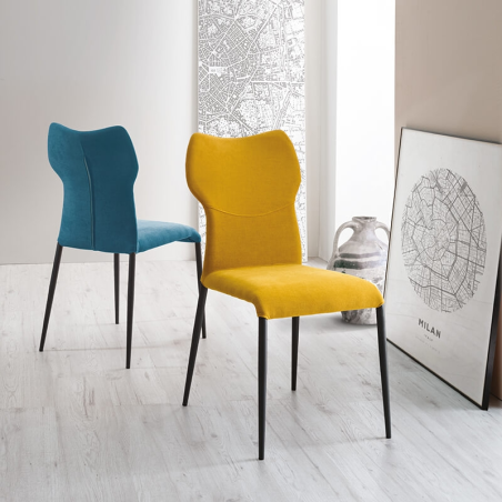 chaise moderne en tissu pieds métal jade