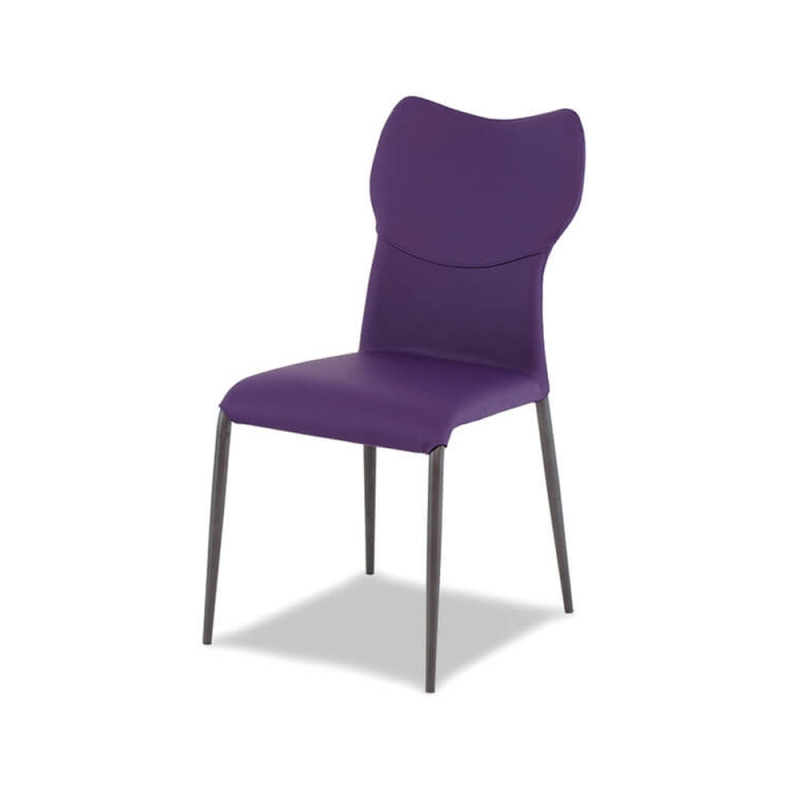 chaise moderne italienne violette avec pieds métal - jade