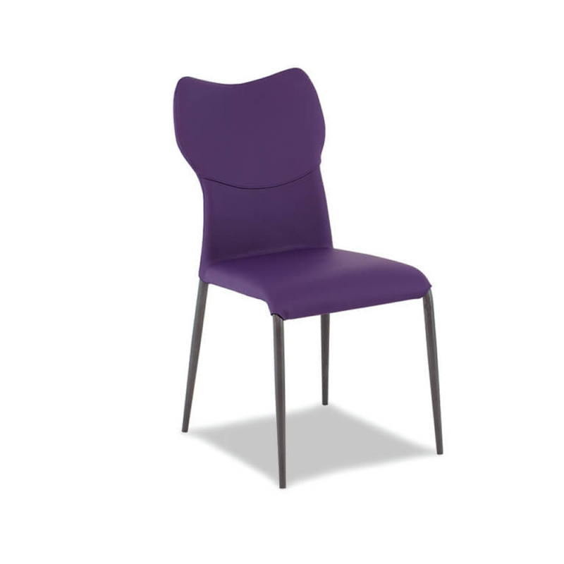 chaise moderne italienne violette avec pieds métal - jade