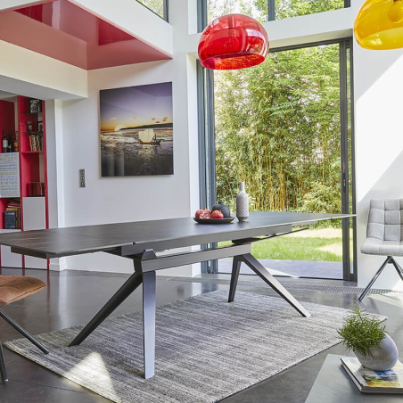 Table de salle à manger design en céramique avec allonges - Luna