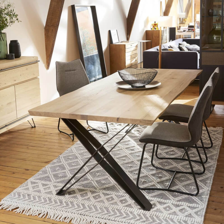 Table design style industriel pieds en X - Fusion