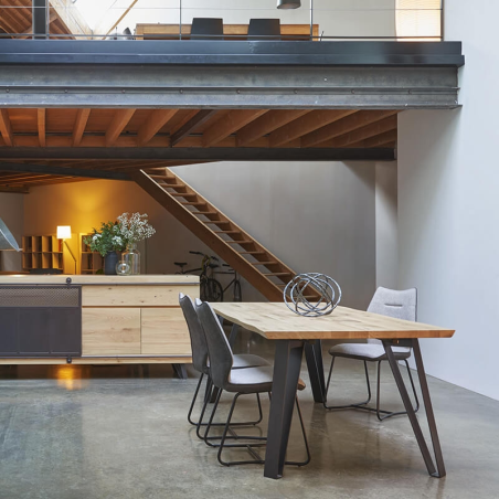 Table design style industriel pieds en épingle - Fusion