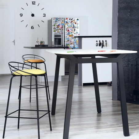 Tabouret haut français en métal et synthétique - Yaël