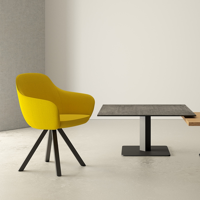 Table basse carrée en céramique avec pied central - Ibero mini