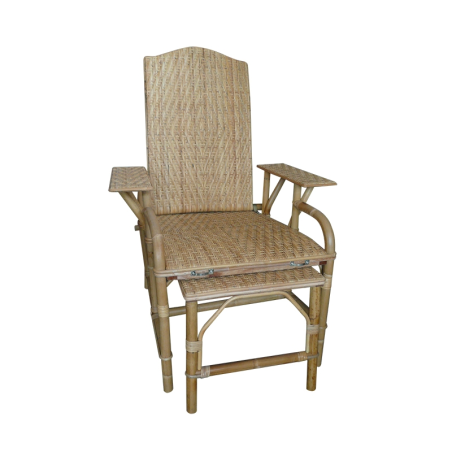 Chaise longue en rotin patiné - Grand mère
