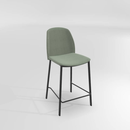 Tabouret moderne haut en tissu avec pieds métal