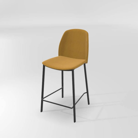 Tabouret haut en tissu jaune