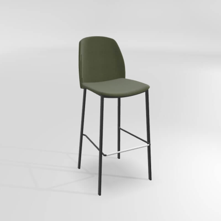 Tabouret moderne haut en tissu avec pieds métal