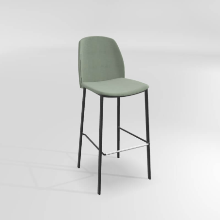 Tabouret haut en tissu et métal