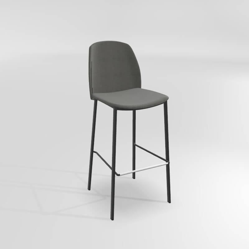 Tabouret avec dossier en tissu et métal haut