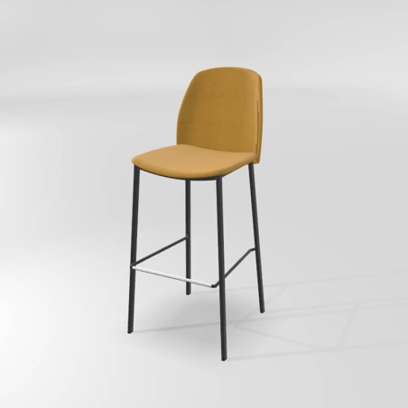 Tabouret de bar en tissu jaune