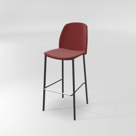 Tabouret de bar en métal et tissu rouge