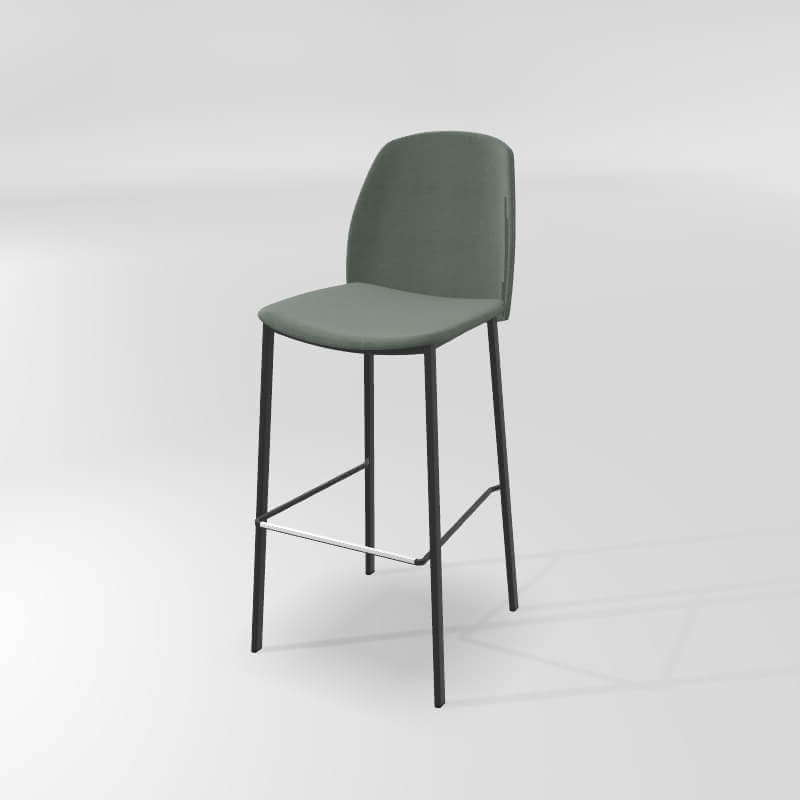 Tabouret haut en tissu et métal avec dossier
