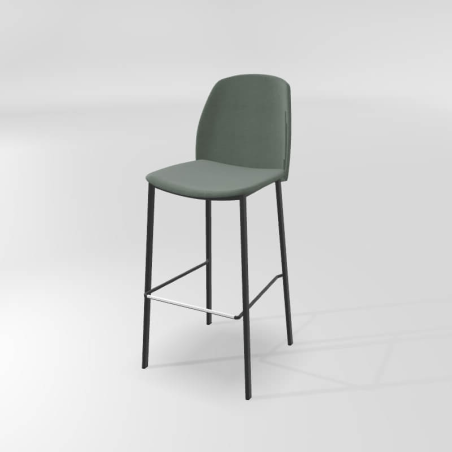 Tabouret haut en tissu et métal avec dossier