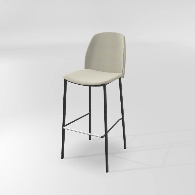 Tabouret de bar moderne en tissu avec dossier