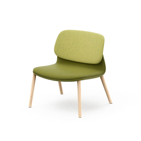 Chauffeuse cosy en tissu avec 4 pieds en bois made in France