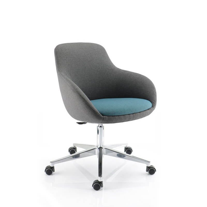 Fauteuil pivotant en tissu avec roulettes