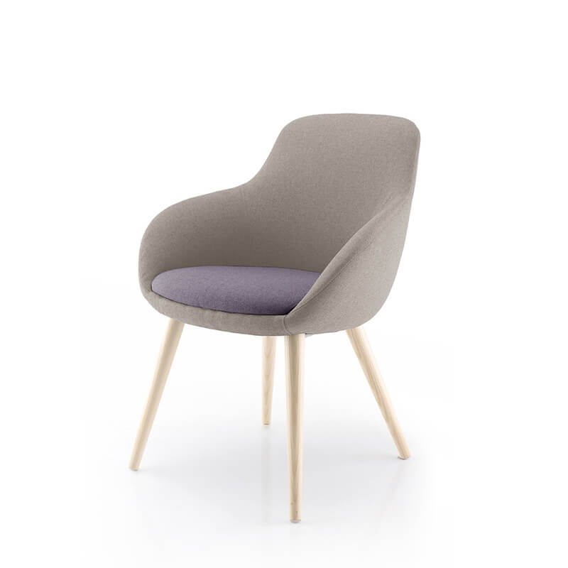 Fauteuil bridge tendance en tissu avec pieds en bois