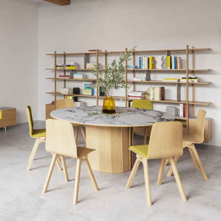 Table ronde française en bois avec plateau en céramique - Volute