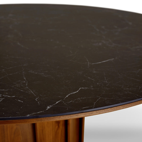Table en céramique et bois avec plateau rond fabrication française - Volute
