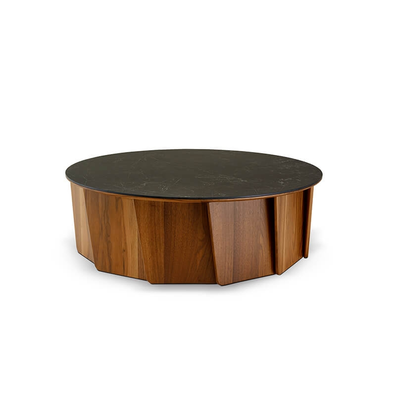Table basse avec plateau rond en céramique fabrication française - Volute