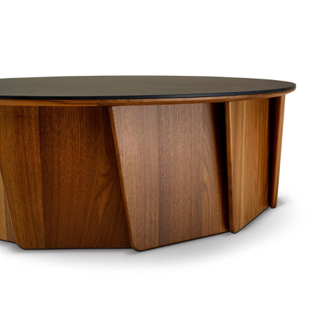 Table basse française avec plateau rond en céramique - Volute