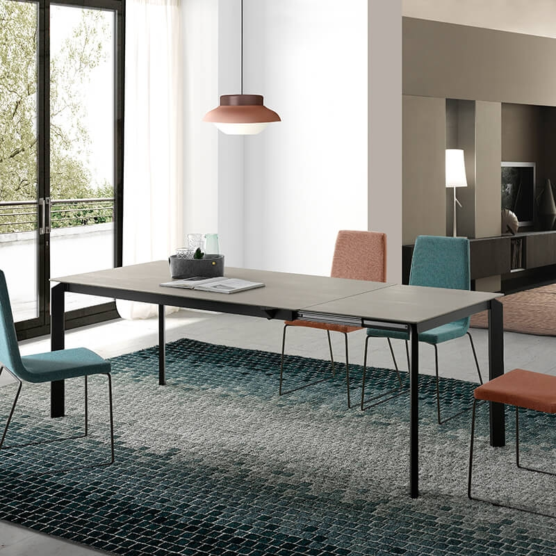 Table de salle à manger rectangle en céramique avec allonges