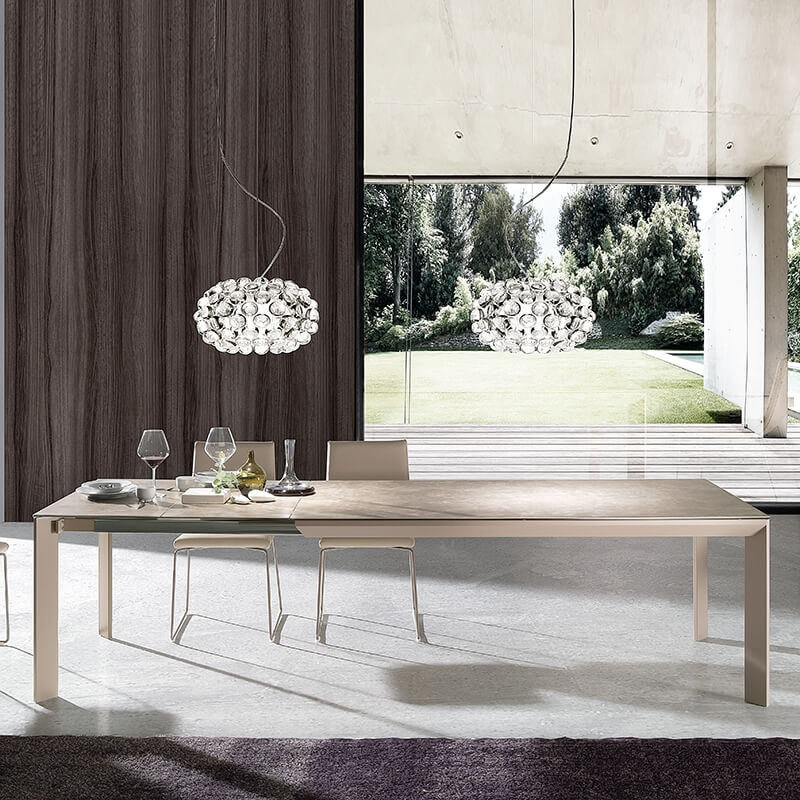 Table de repas en céramique et acier avec allonge 