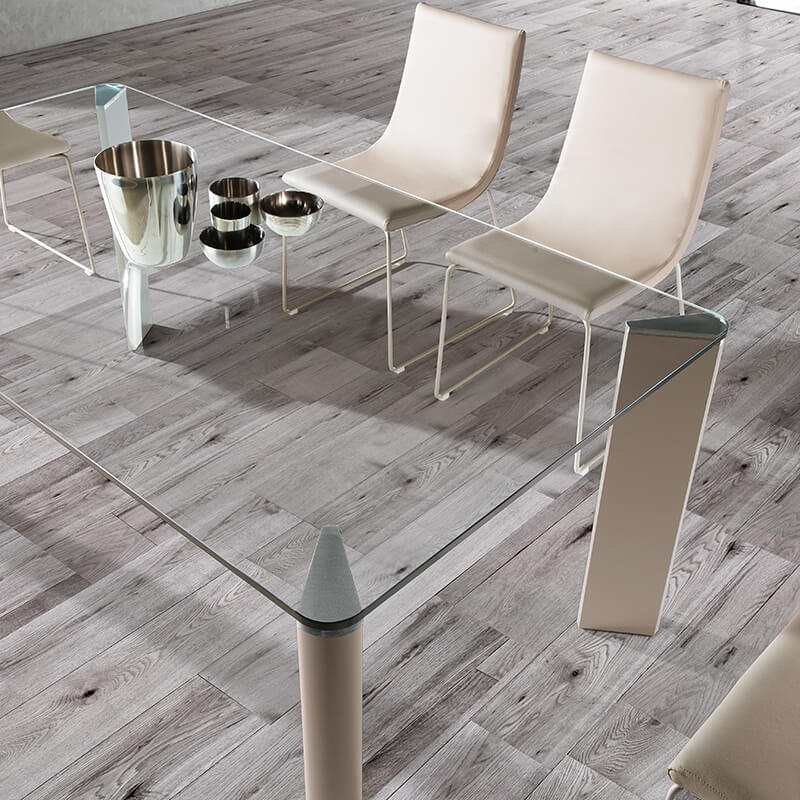 Table à manger en verre et métal made in Spain