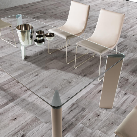 Table à manger en verre et métal made in Spain