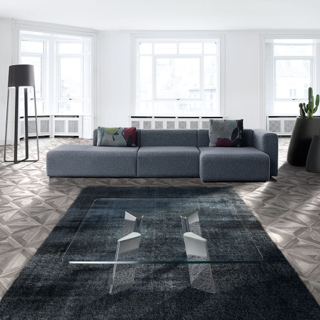 Table basse carrée en verre et métal 